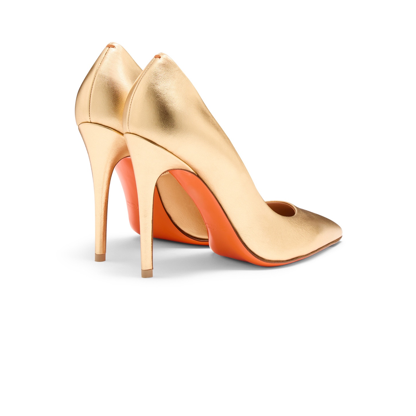 Women's gold laminated leather high-heel pump - 3