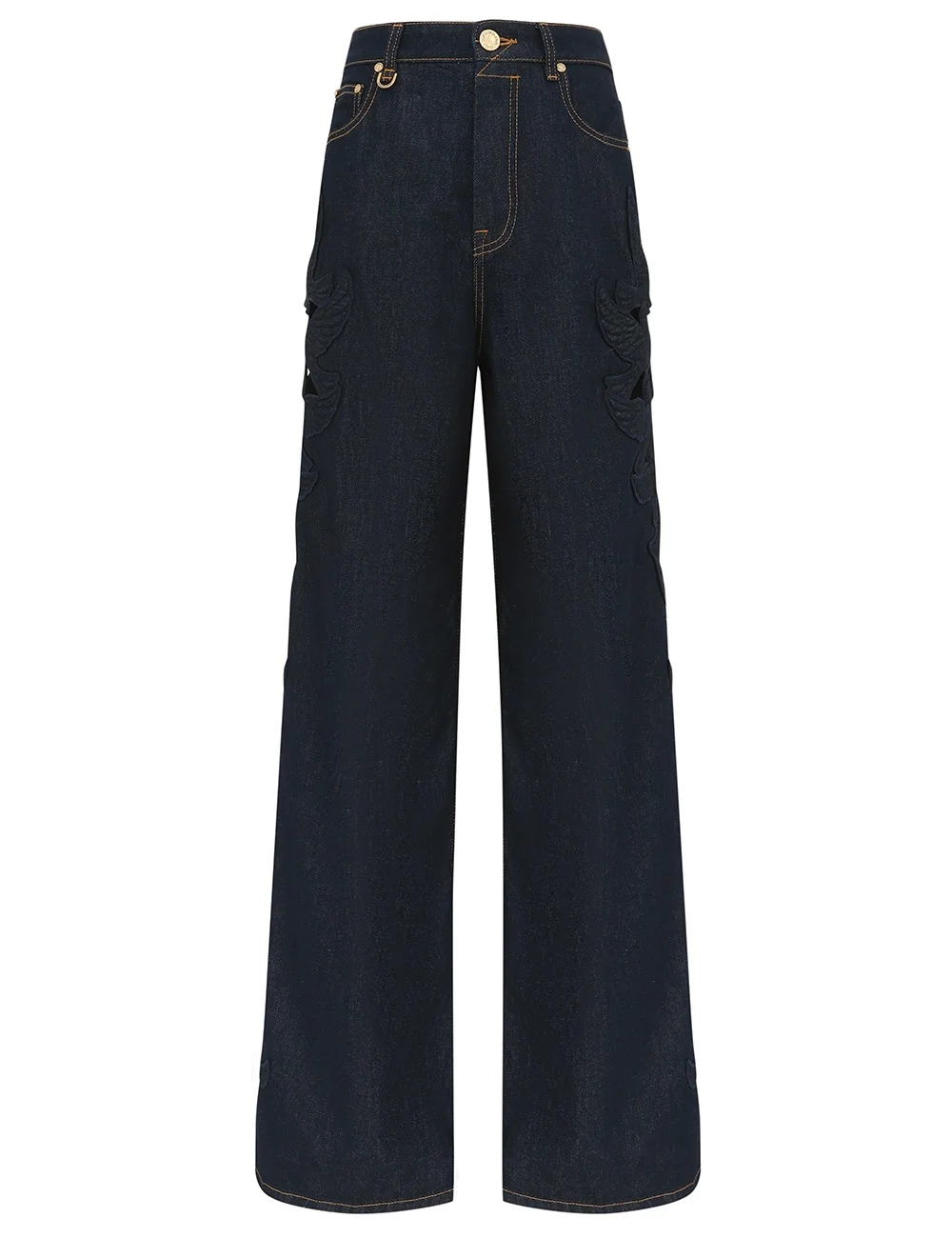DENIM APPLIQUE RELAXED FLARE - 1