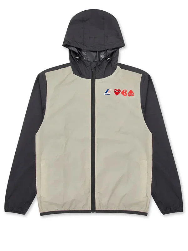 UNISEX K-WAY DOUBLE COLOURS CAGOULE - BEIGE/BLACK - 1