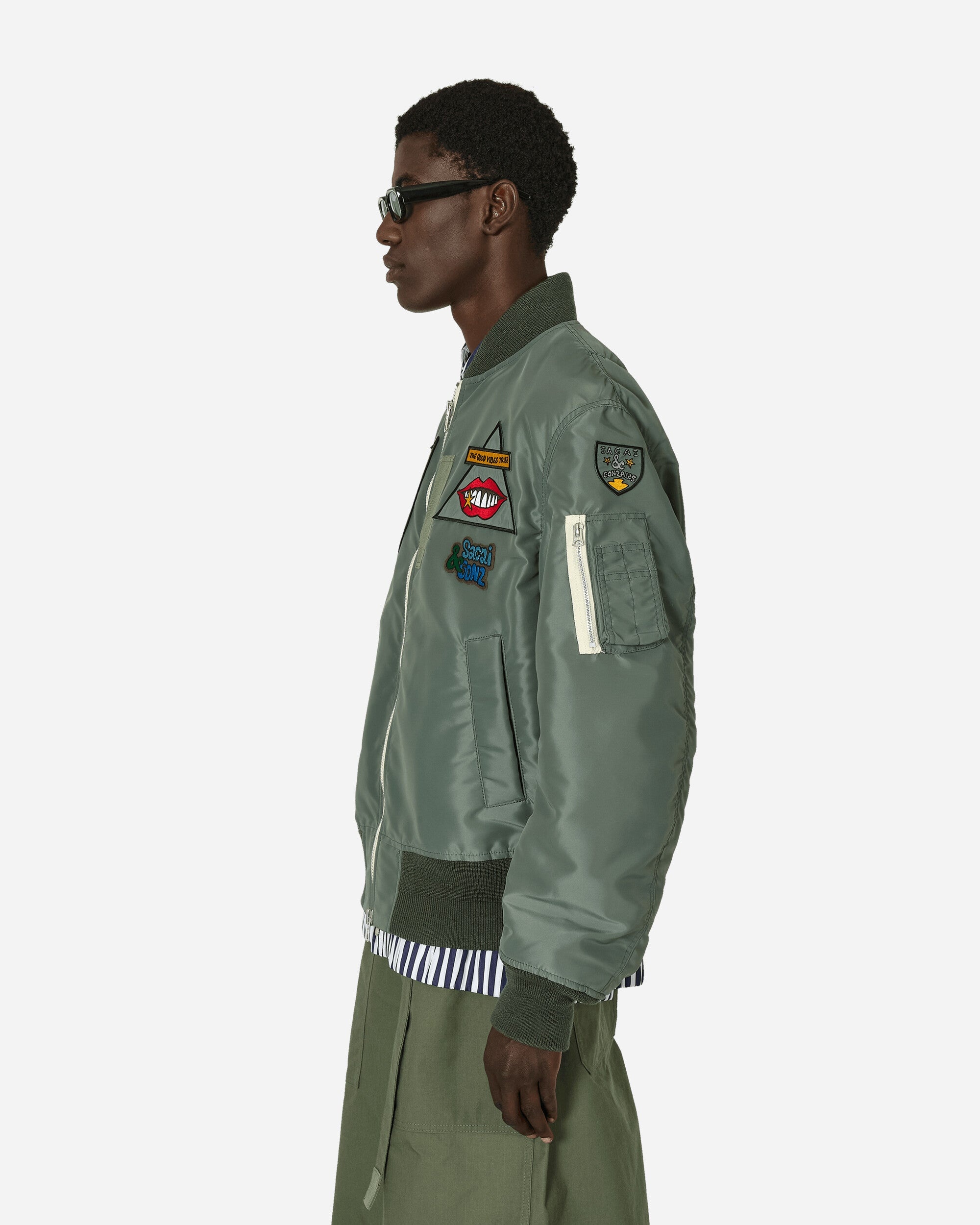 Gonz Nylon Twill Bomber Jacket Khaki - 2