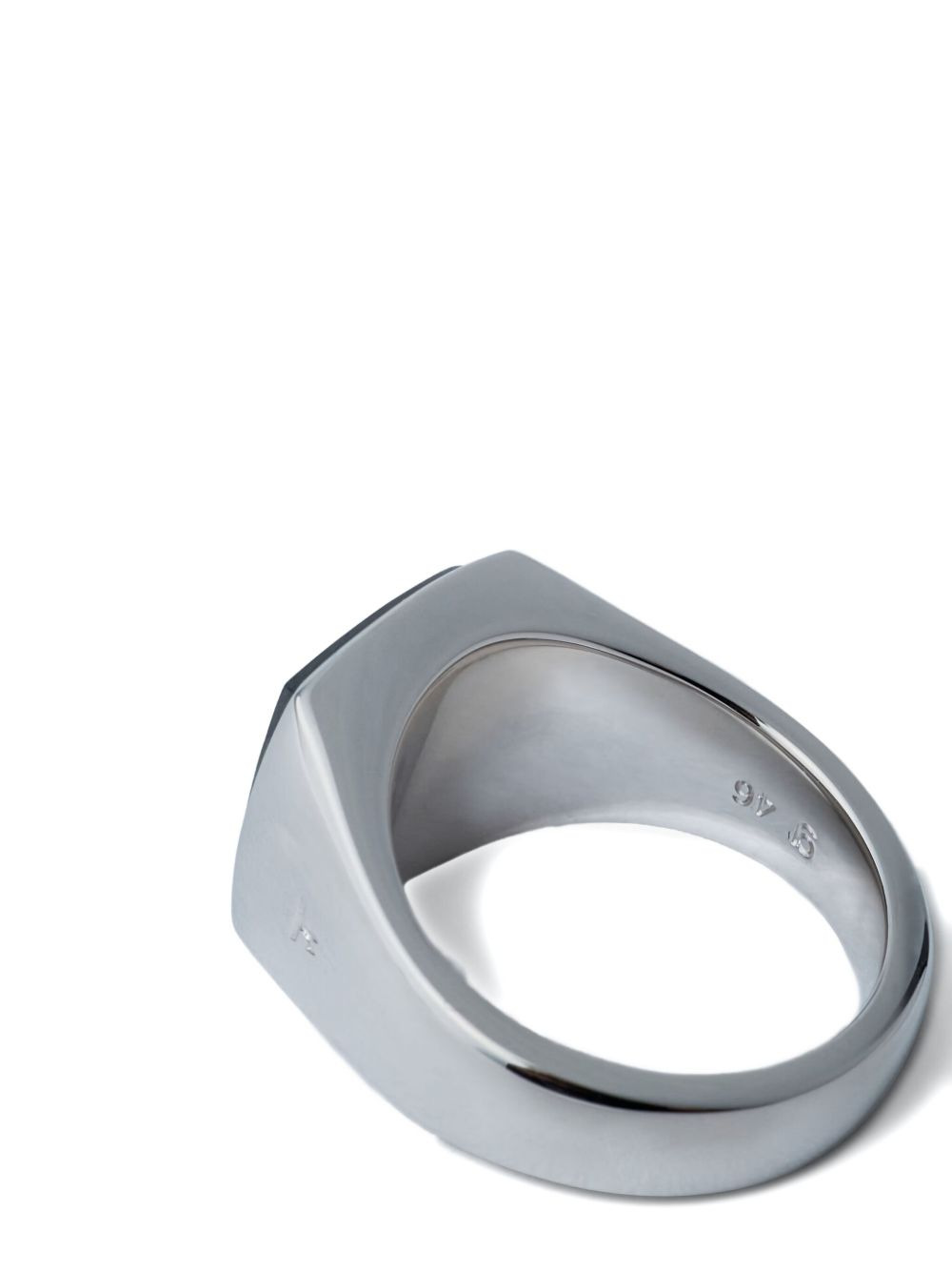 sterling silver larvikite signet ring - 2