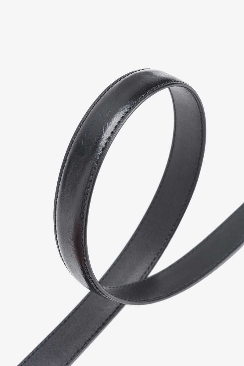 THIN VINTAGE LEATHER HEART BELT 2CM 4