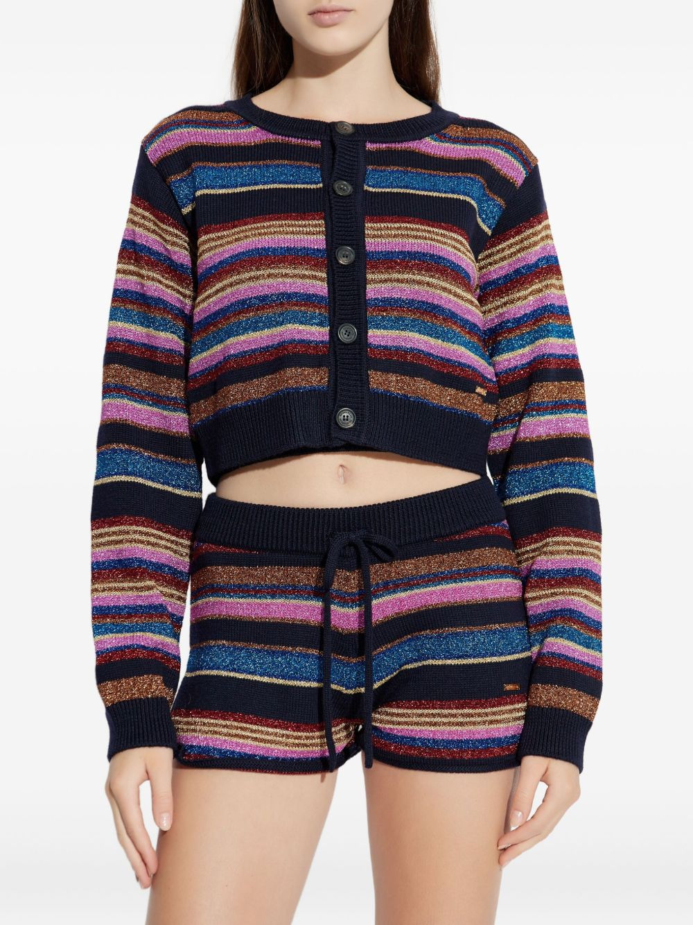 striped button-up cardigan - 3