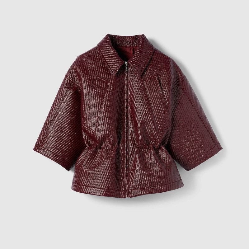 Diagonal wool short sleeve jacket 1