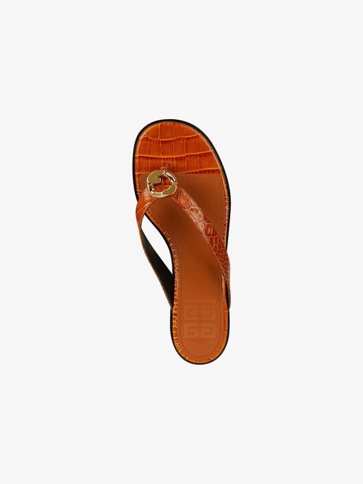 G CHAIN BUCKLE SANDALS IN CROCODILE EFFECT LEATHER - 5