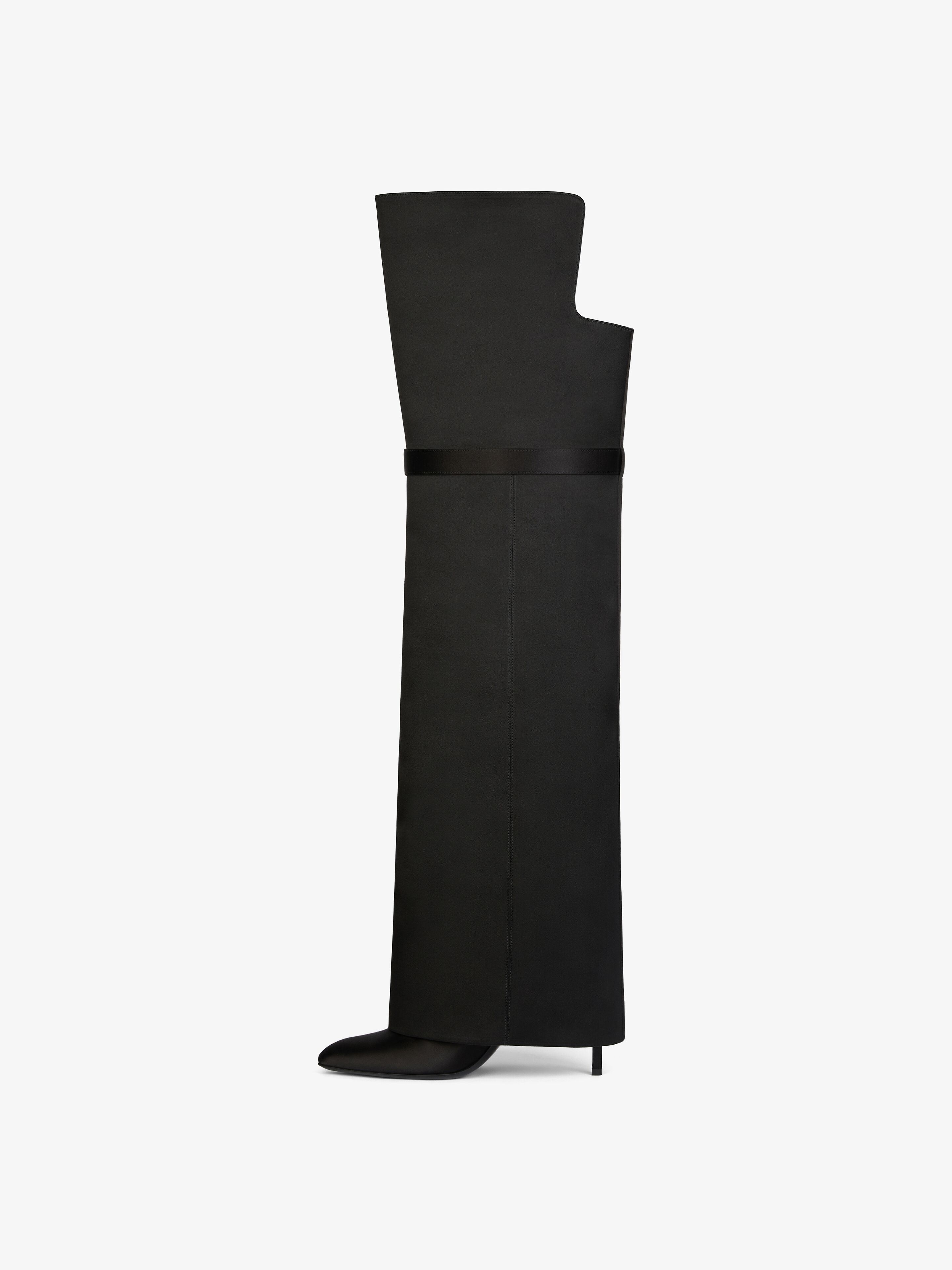 SHARK LOCK STILETTO OVER-THE-KNEE BOOTS IN SATIN - 4