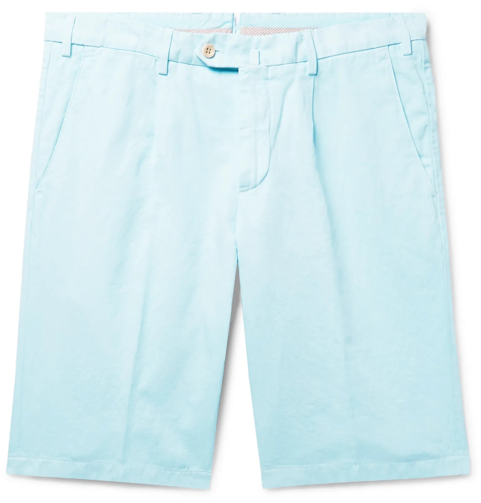 Slim-Fit Pleated Cotton and Linen-Blend Bermuda Shorts - 1