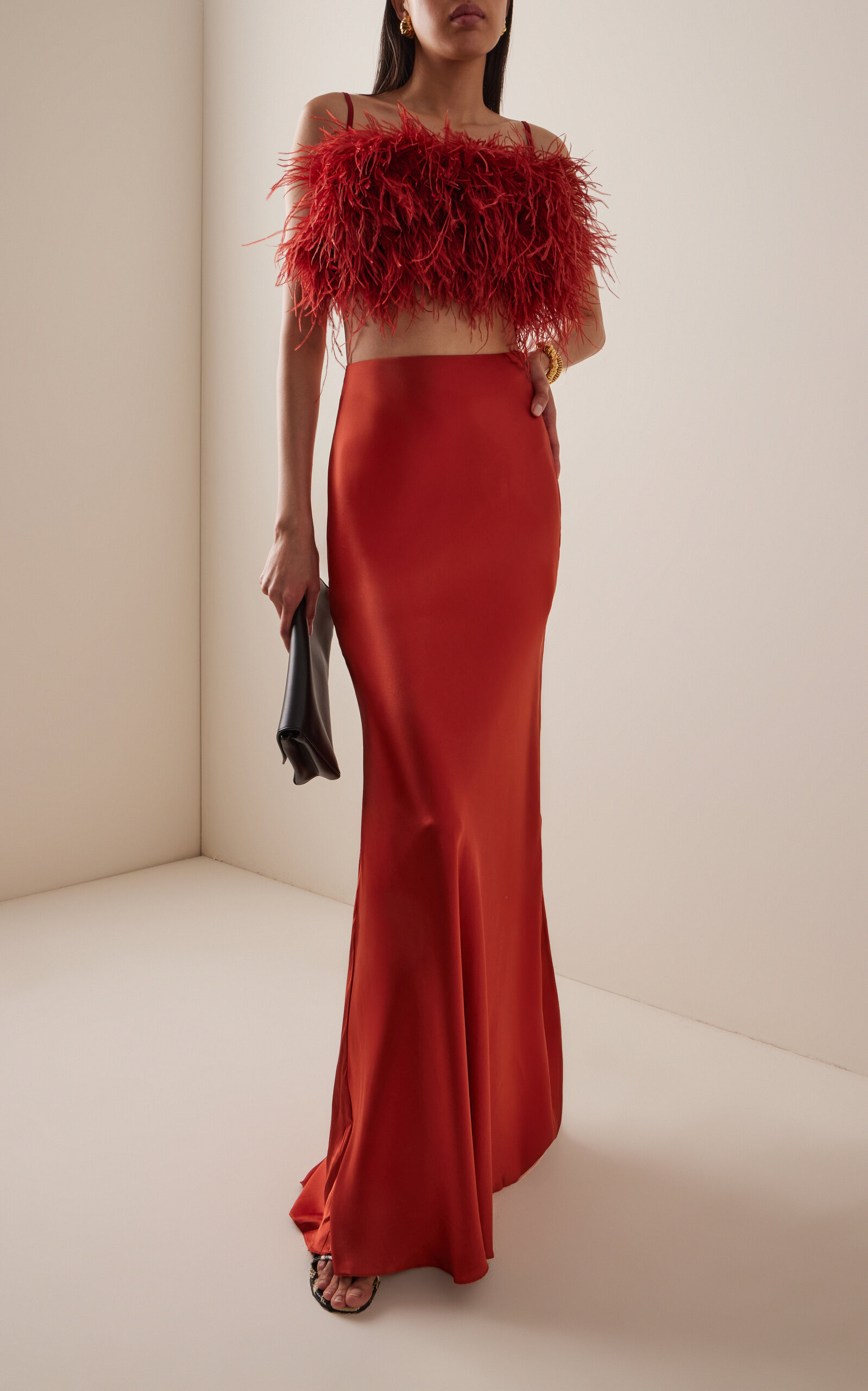Sublimes Silk-Charmeuse Maxi Skirt red - 2