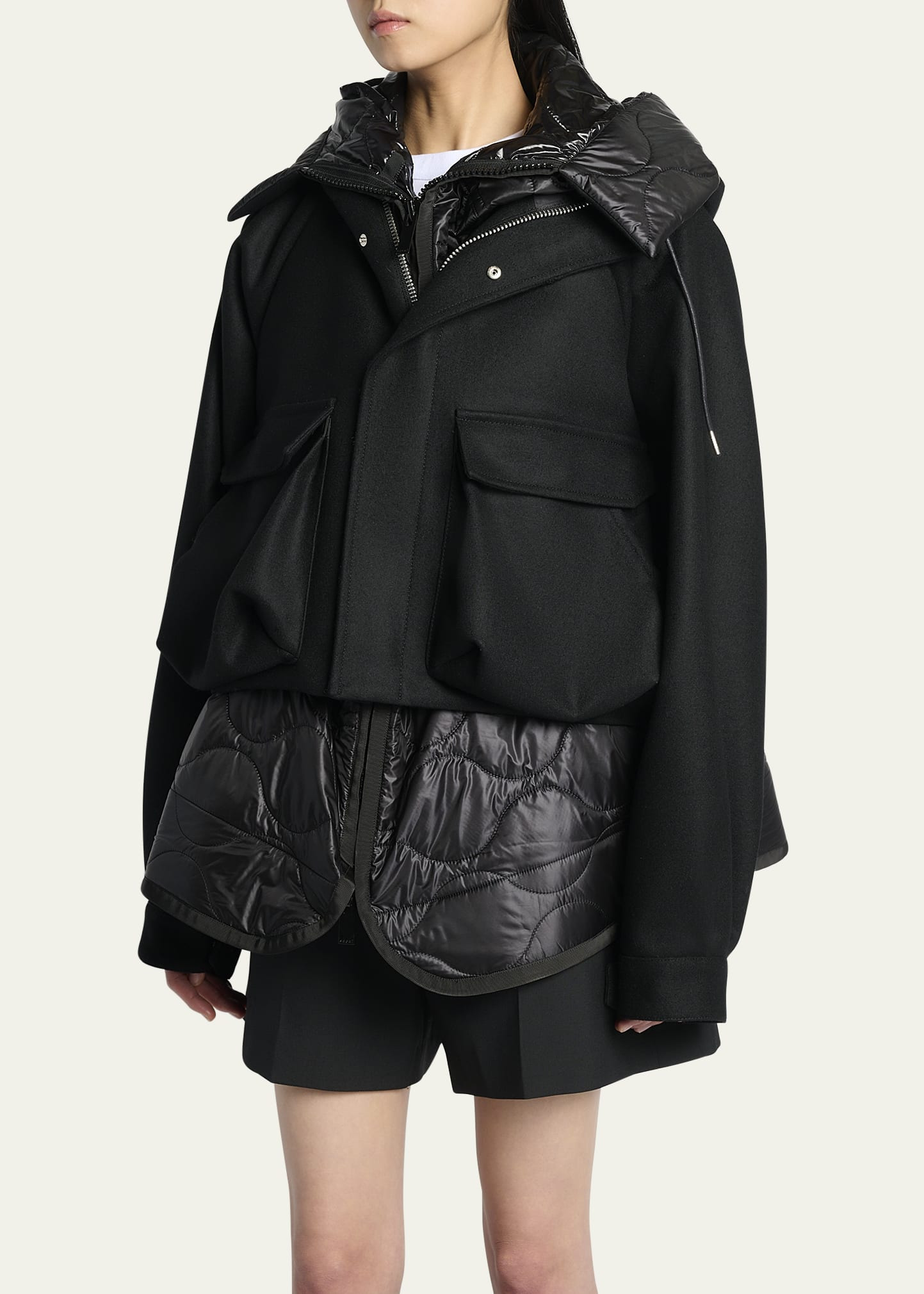 Layered Wool & Quilted Nylon Cargo Jacket - 4