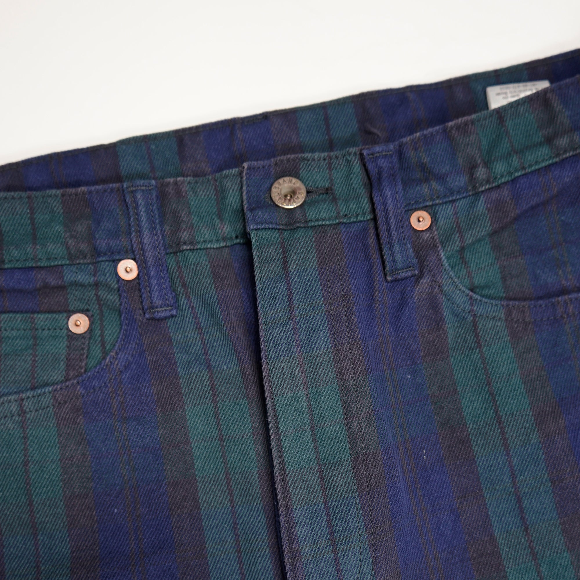 11oz TARTAN CHECK 5P MONEKY CISCO JEANS (STUDS REMAKE) - GREEN - 3