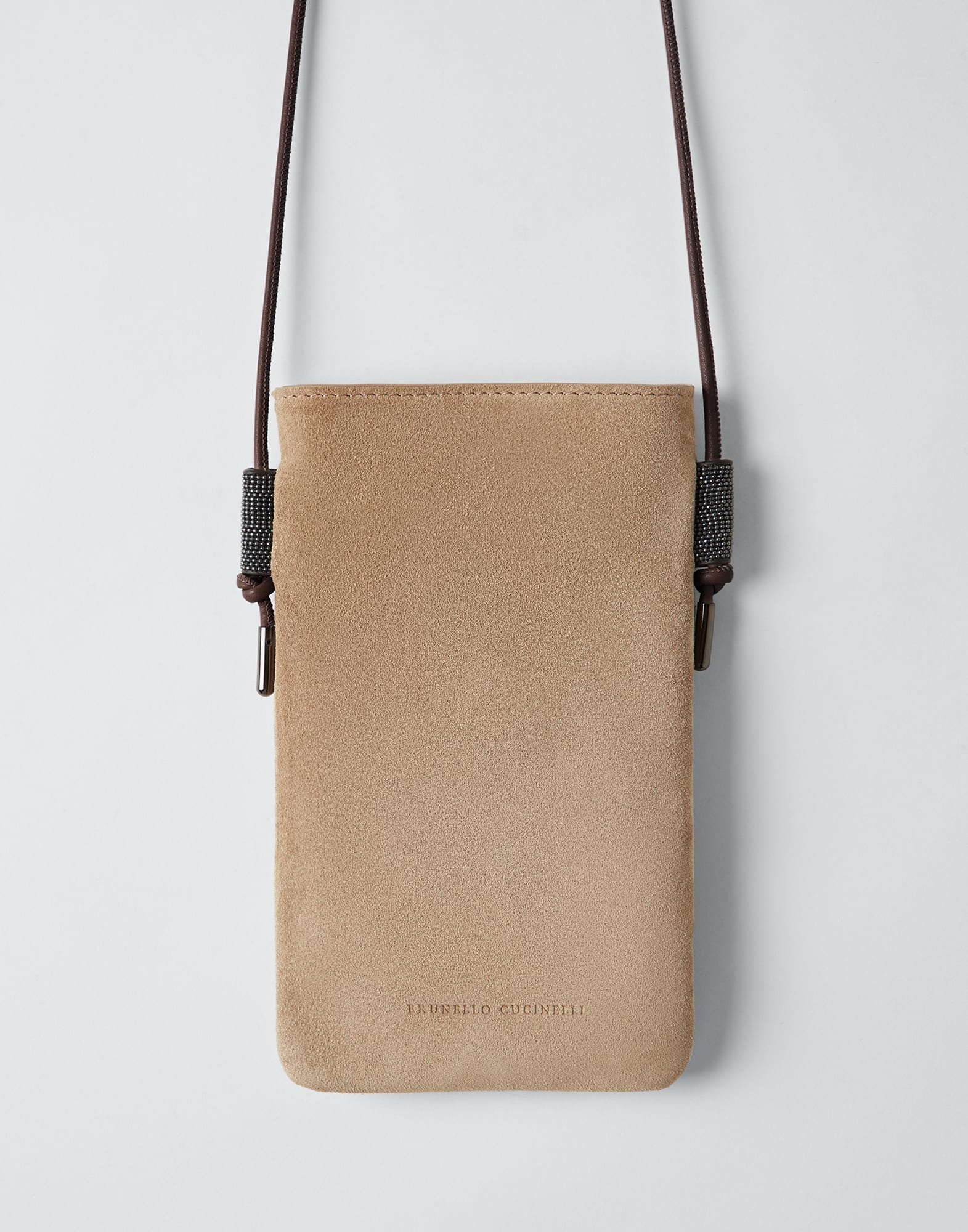 Suede phone bag with monili - 1