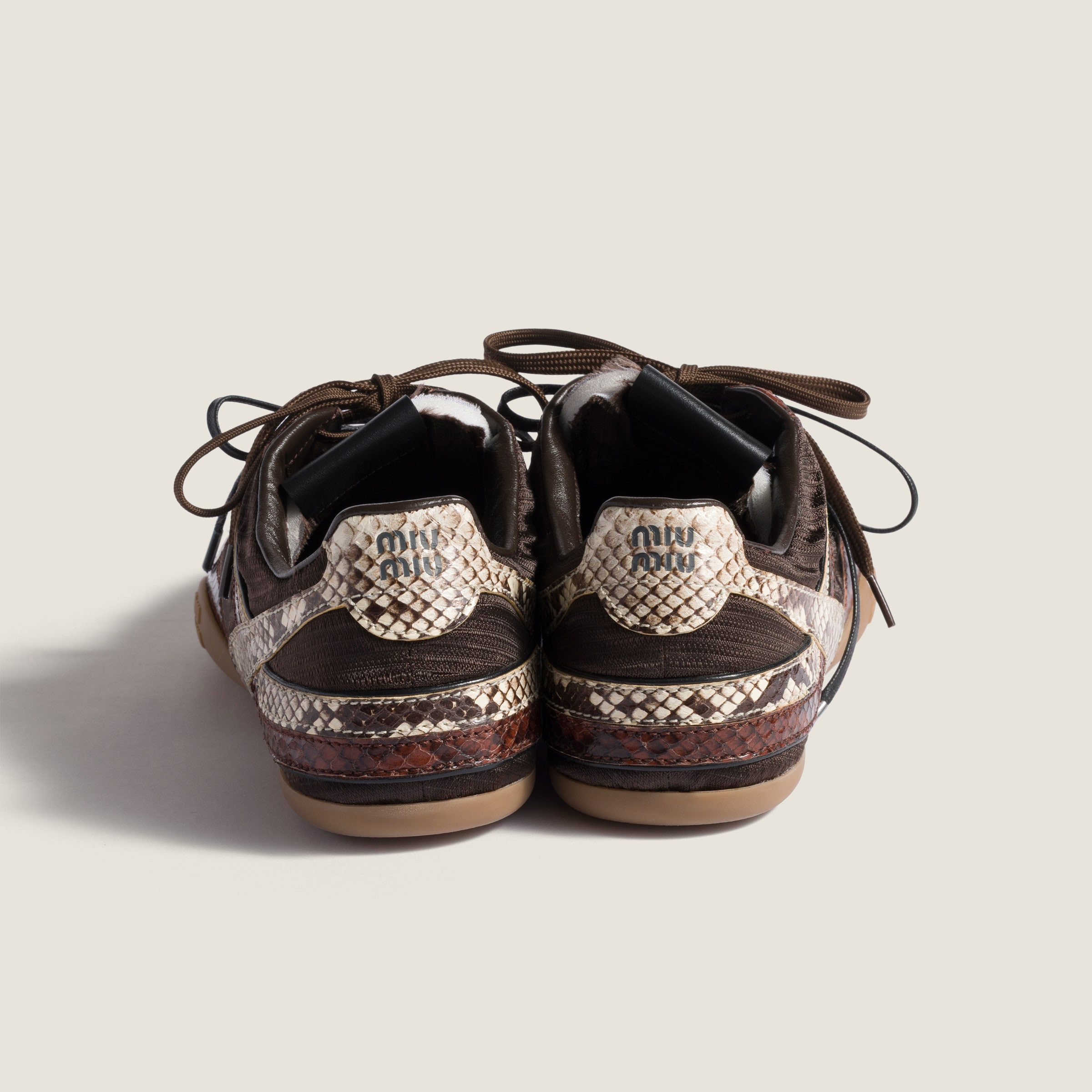 Gymnasium technical fabric and python-print Ayers leather sneakers - 3