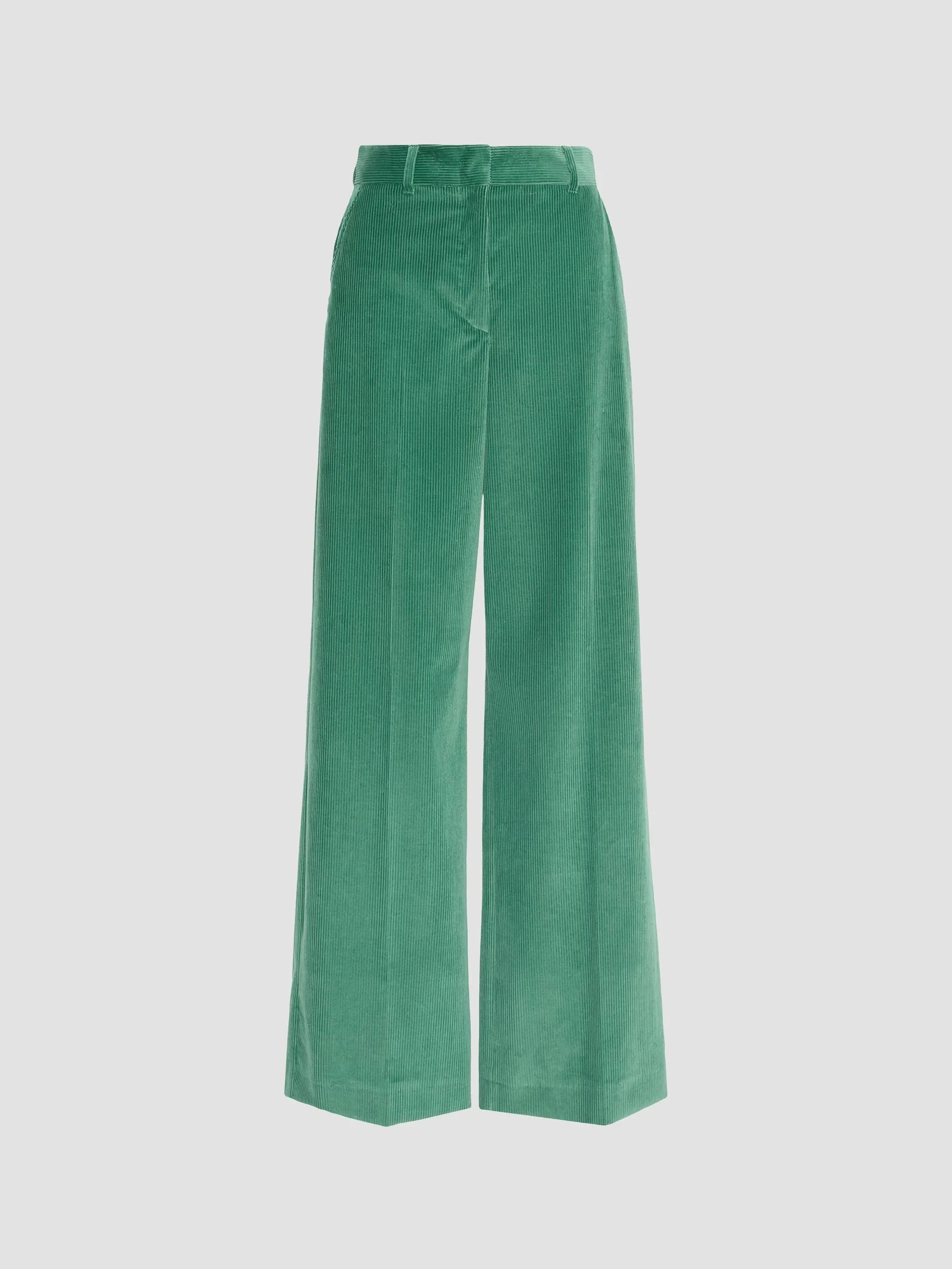 Women's Cotton Velvet Trousers - Green - 1