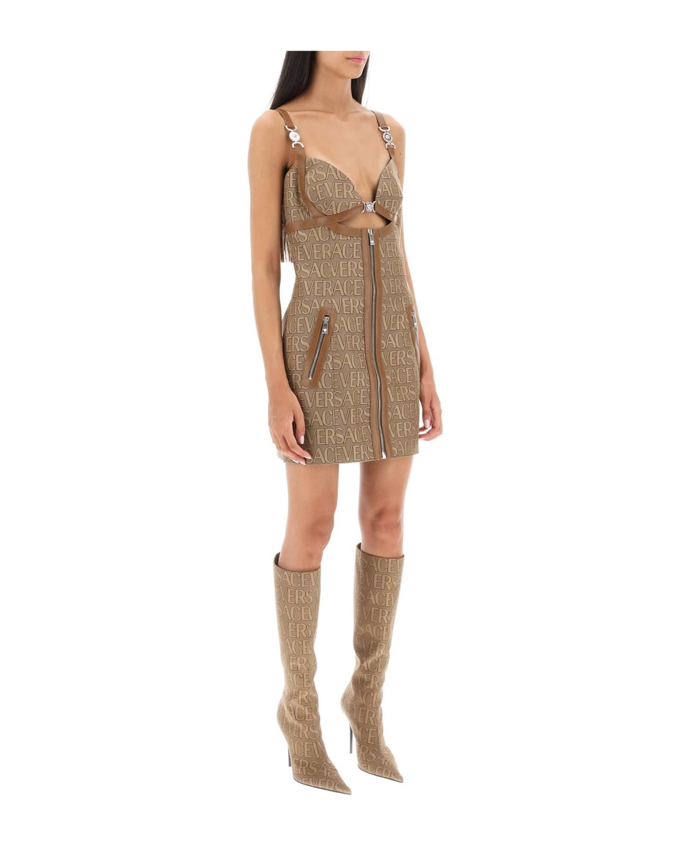 Beige Cotton Blend Dress - 2