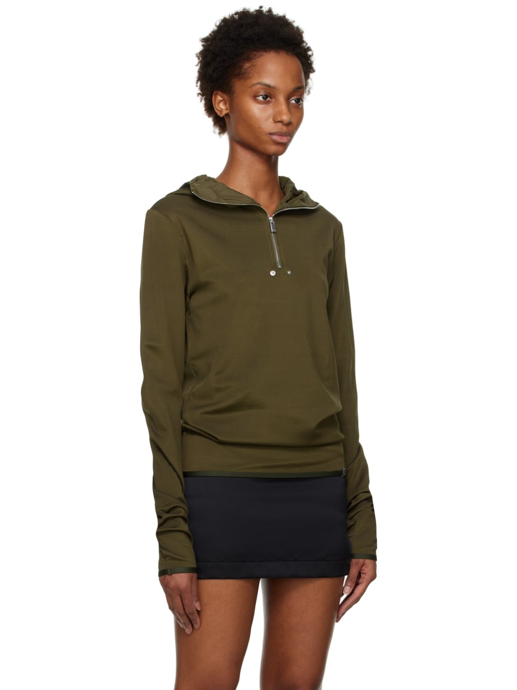 Khaki Half-Zip Hoodie - 2