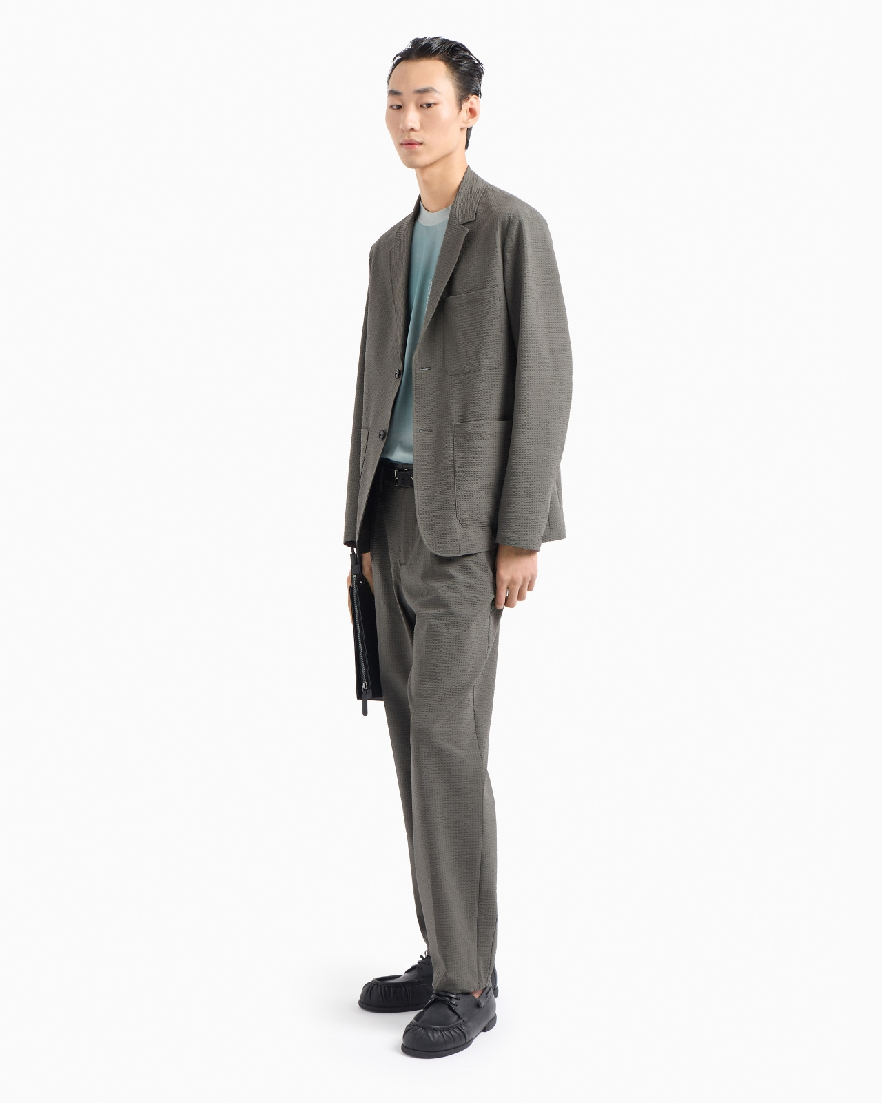 Single-breasted jacket in technical seersucker fabric - 4
