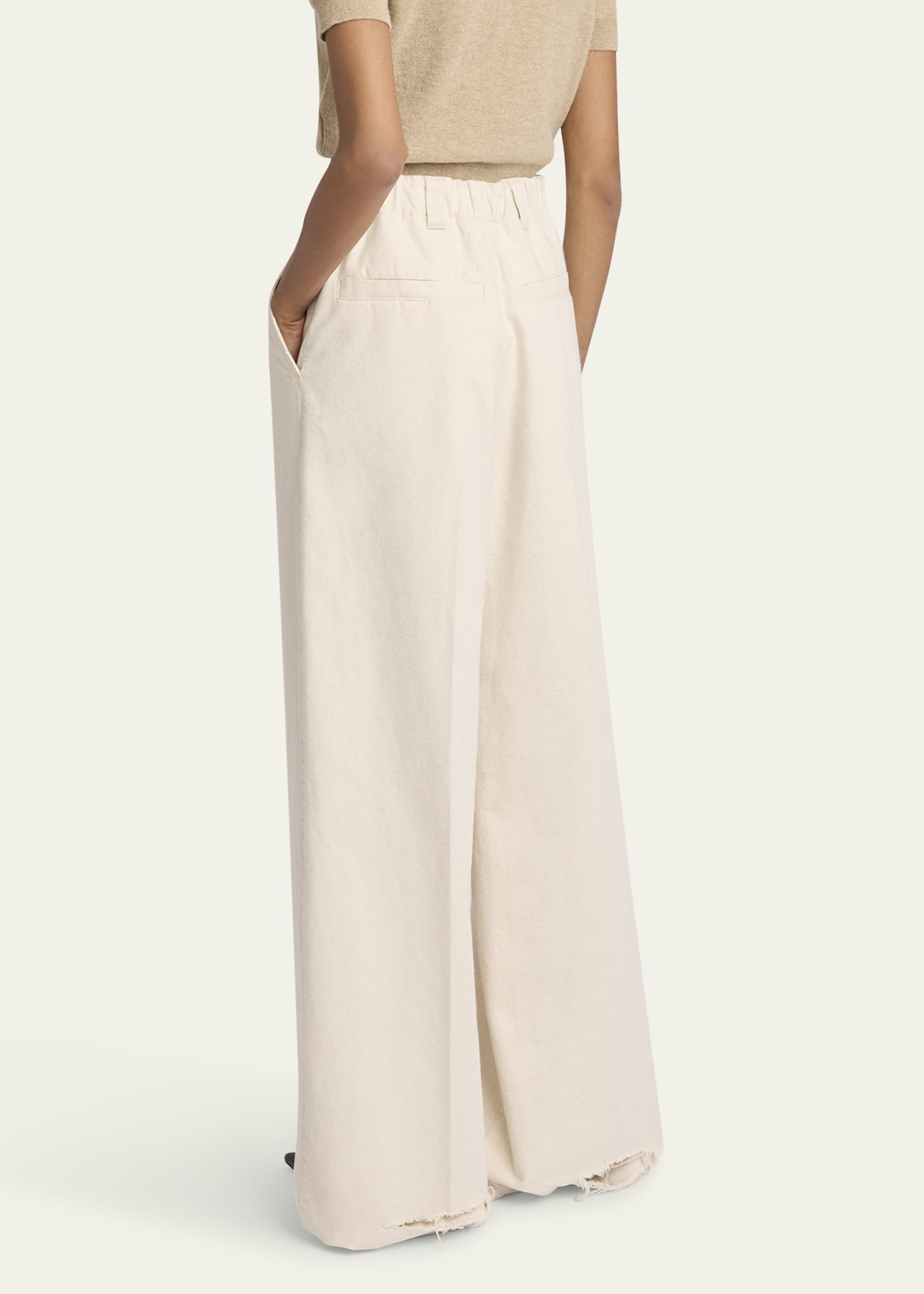 Canvas Denim Wide Leg Pants - 3