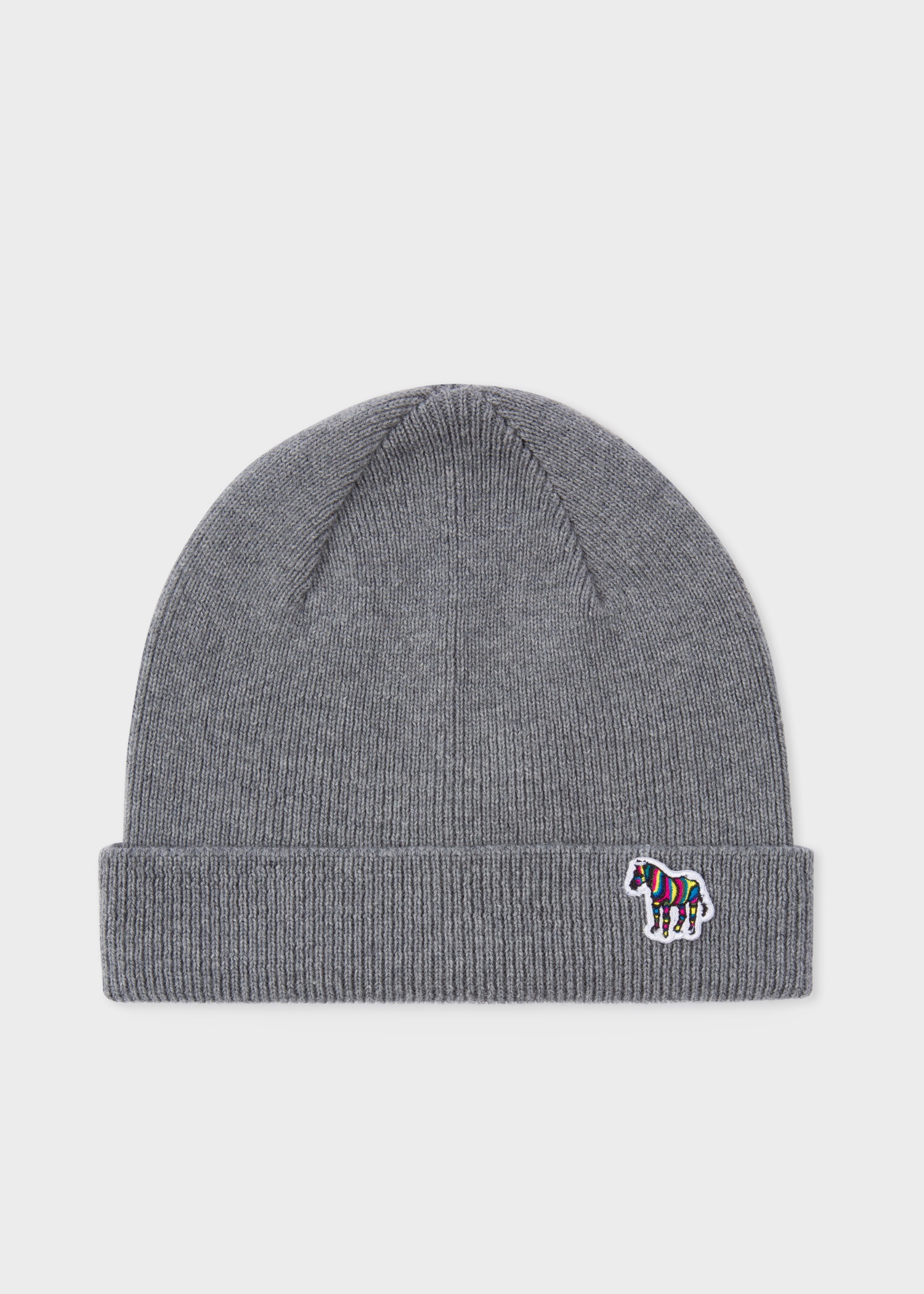 'Zebra' Logo Ribbed Lambswool Beanie Hat - 1