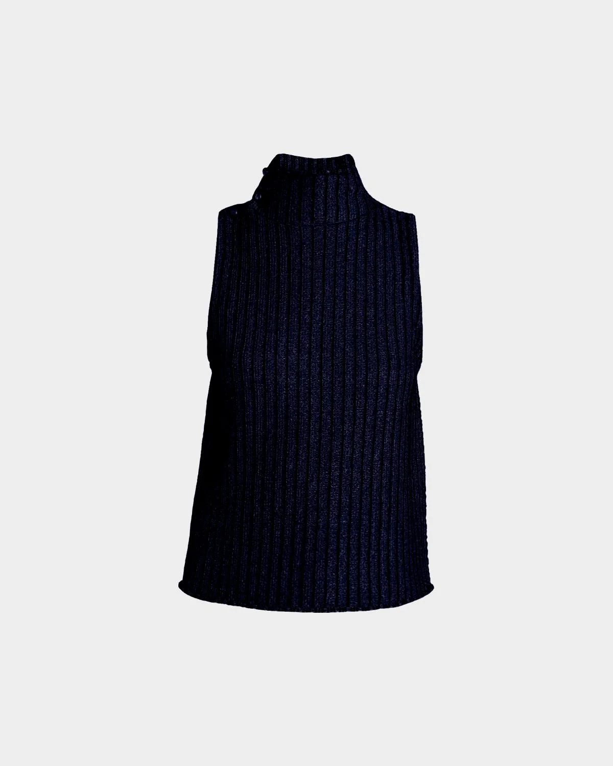 Metallic Knit Sleeveless Turtleneck Sweater - 1