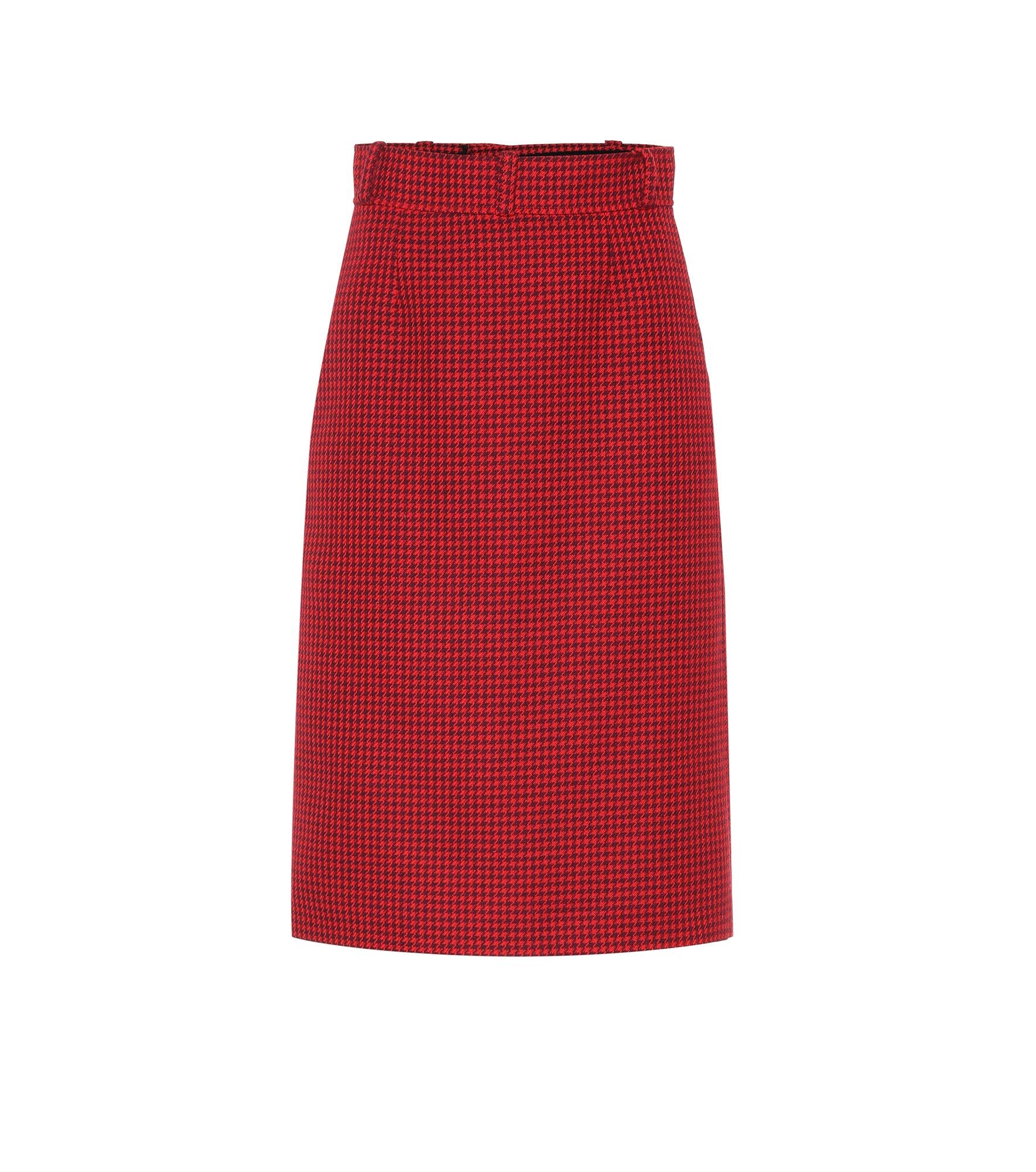 Houndstooth virgin wool midi skirt - 1