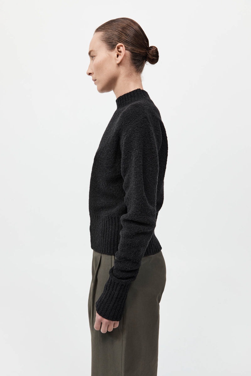 Boucle Wool Jumper - Black - 5