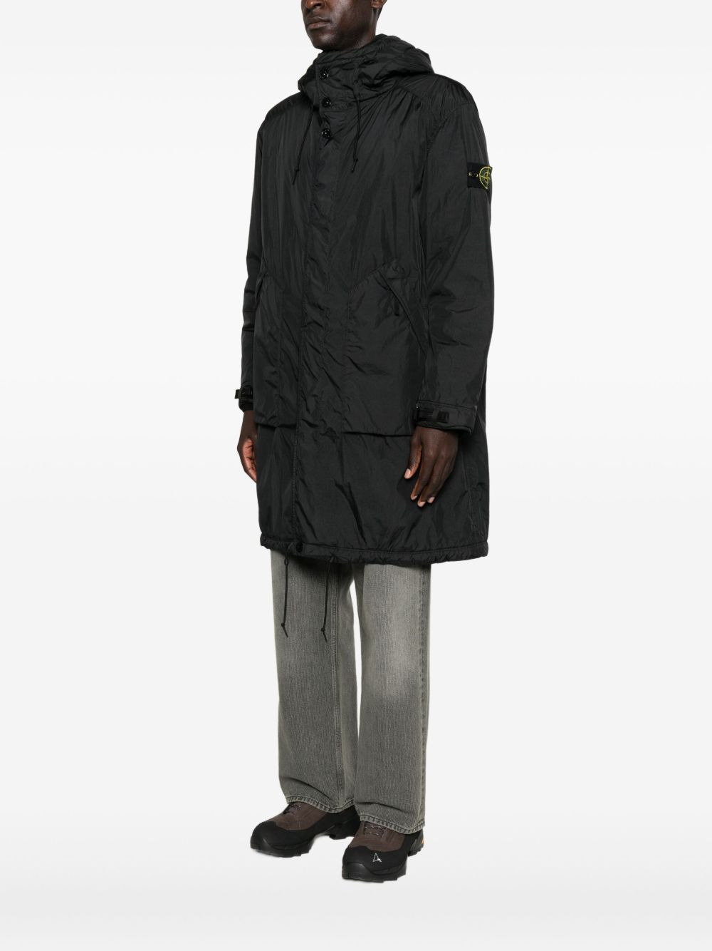 HOODED DRAWSTRING COAT - 5