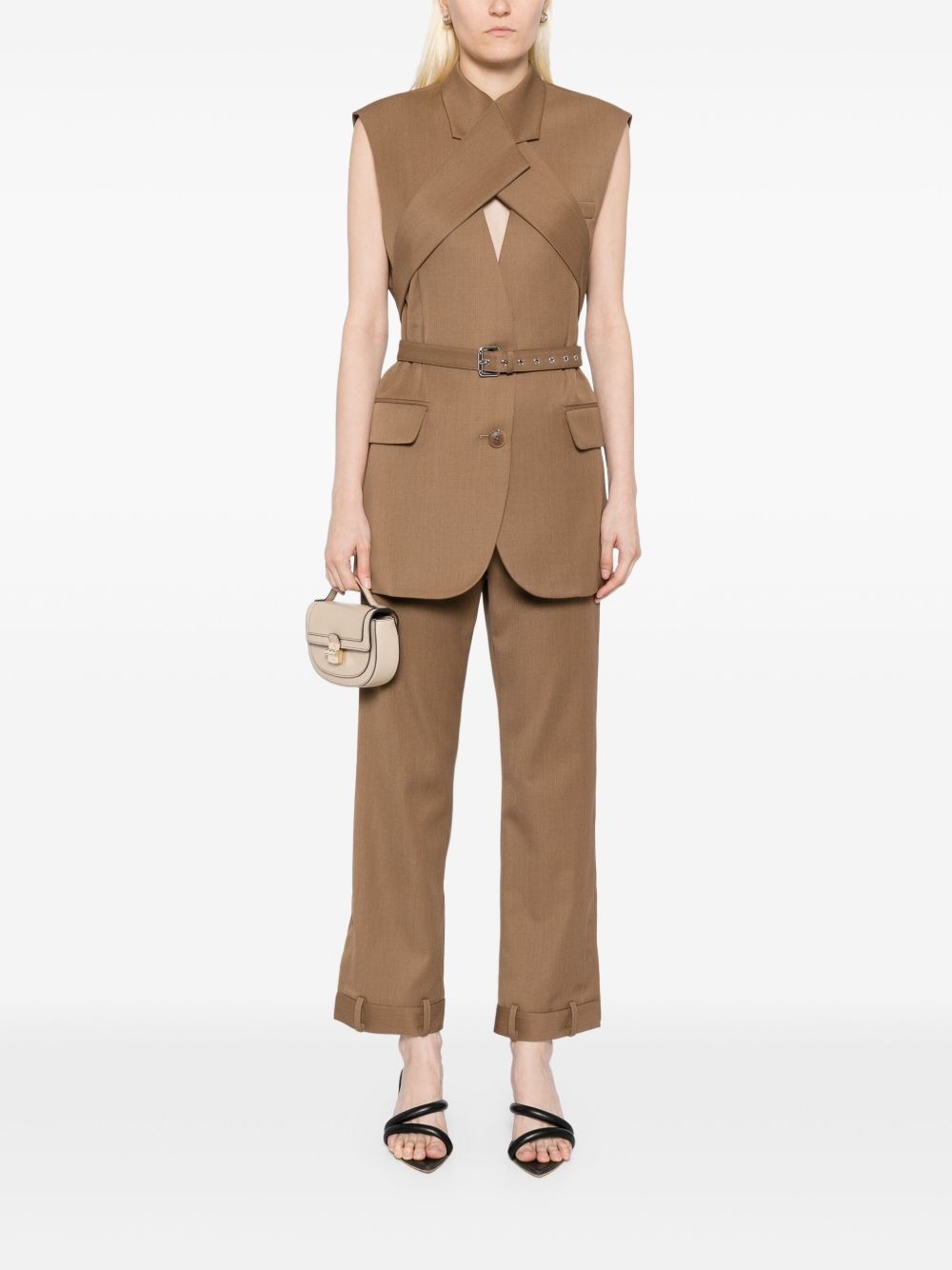 cris-cross sleeveless jacket - 2
