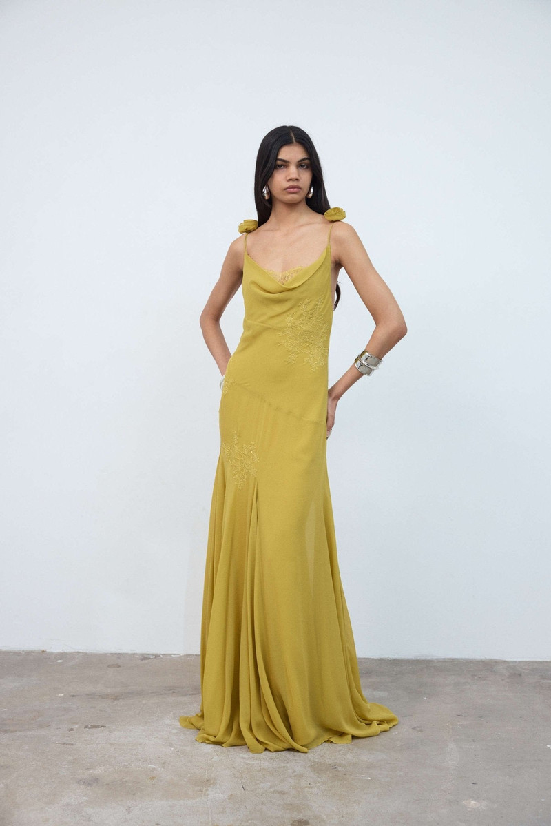 DIA MAXI DRESS IN YELLOW SILK CHIFFON 1