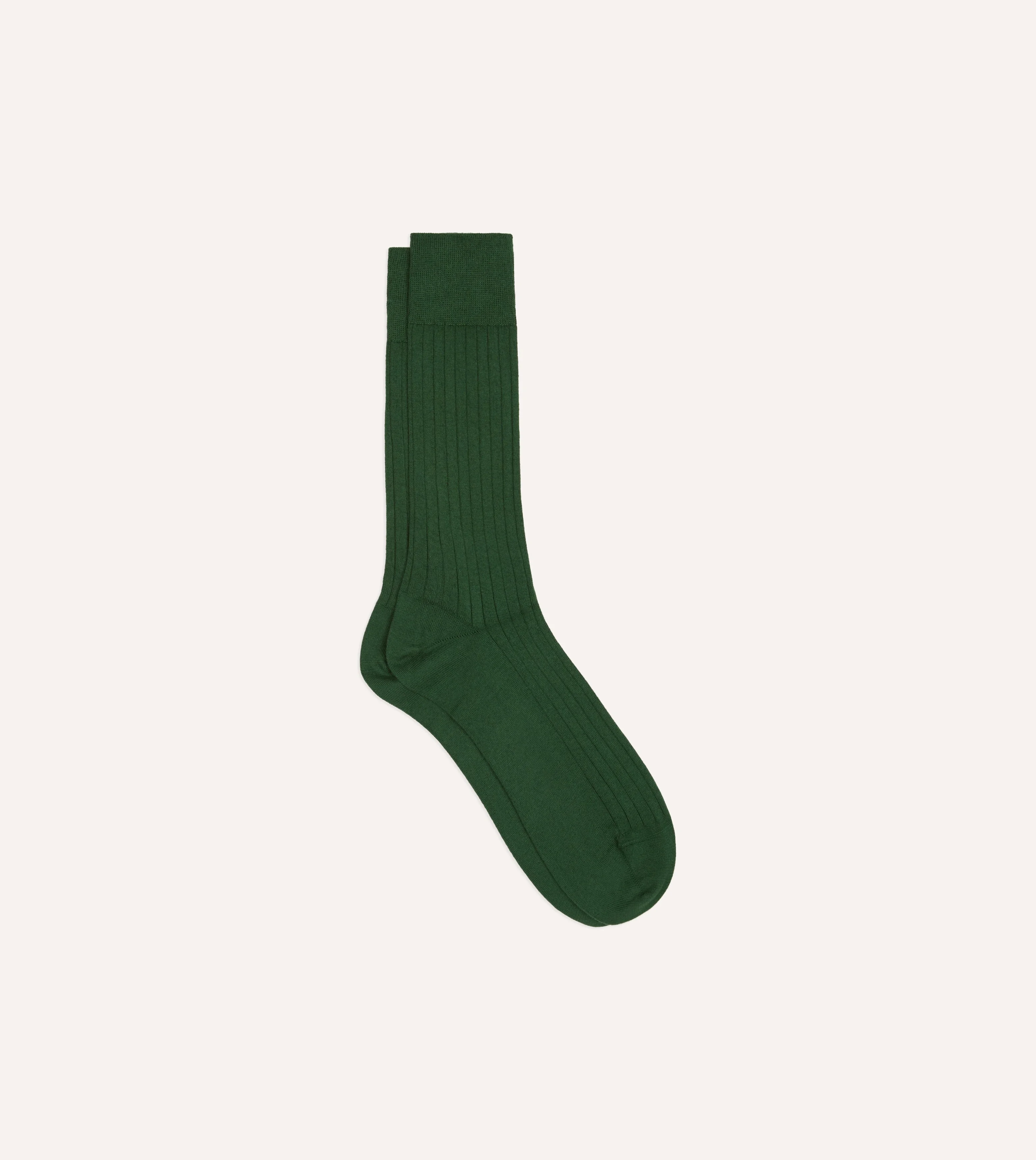 Green Cotton Mid-Calf Socks - 1