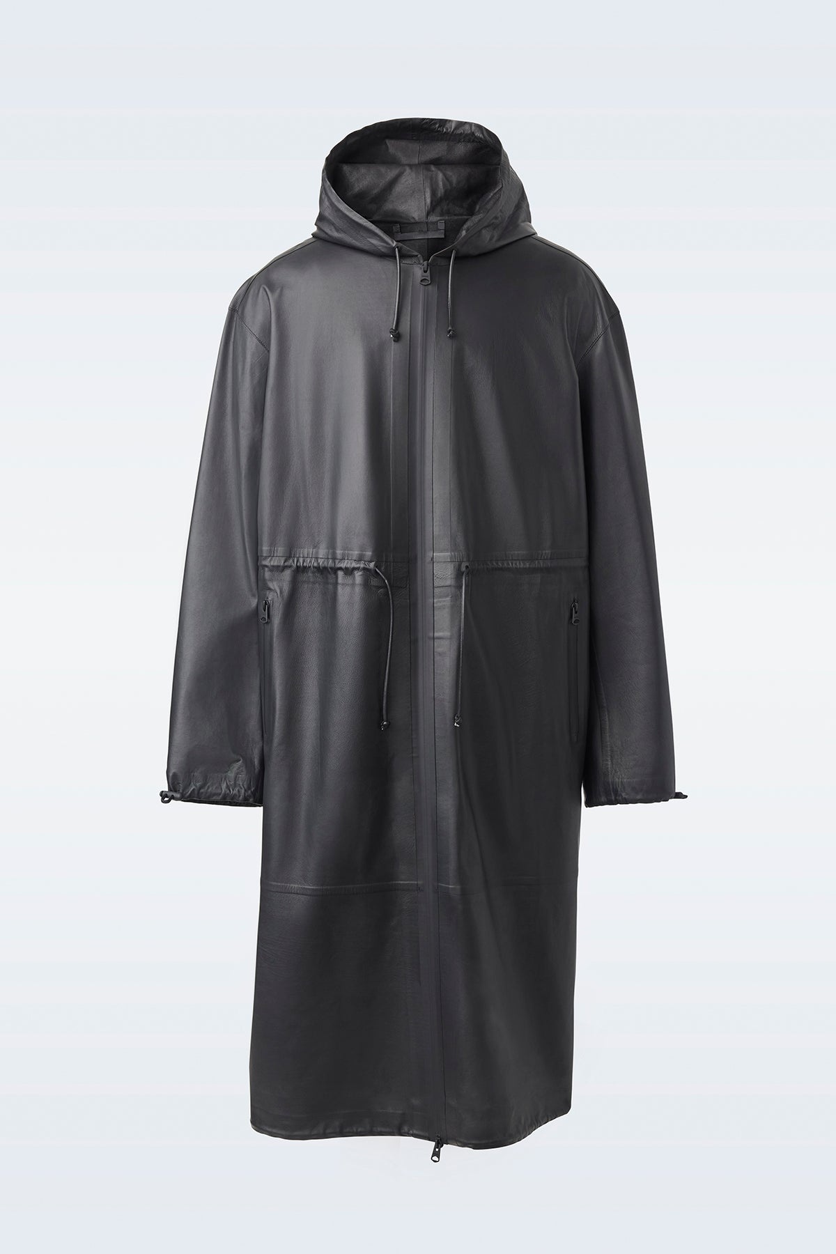 ALBAN Monochromatic leather coat with hood - 2