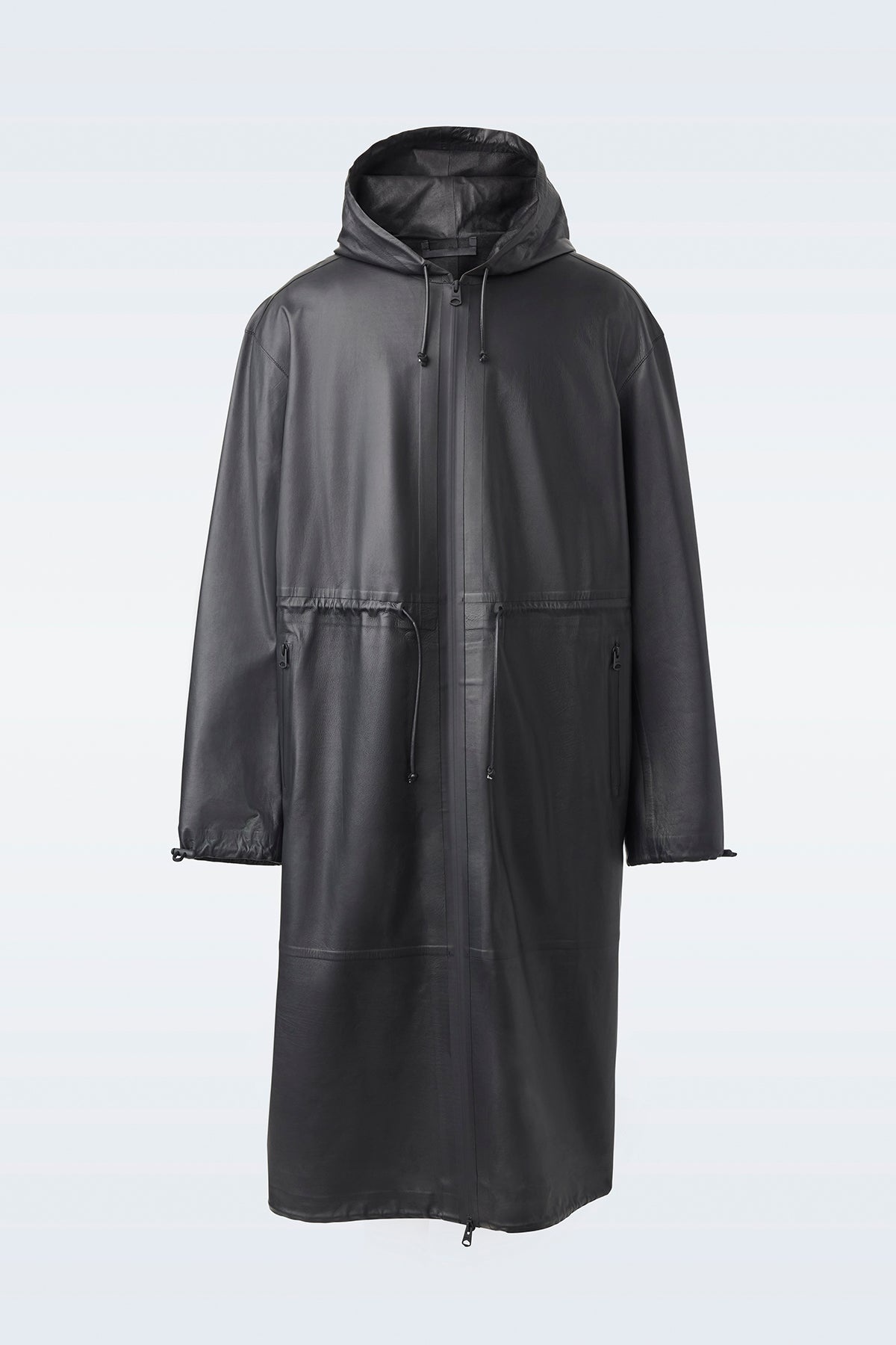 ALBAN Monochromatic leather coat with hood - 1