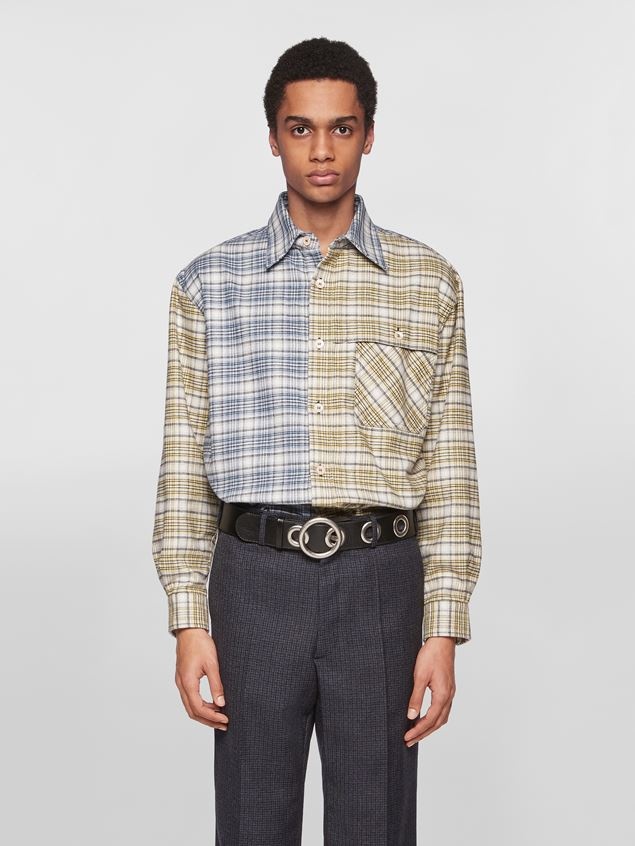 FLANNEL SHIRT WITH COLOUR BLOCK CHECK PATTERN - 2