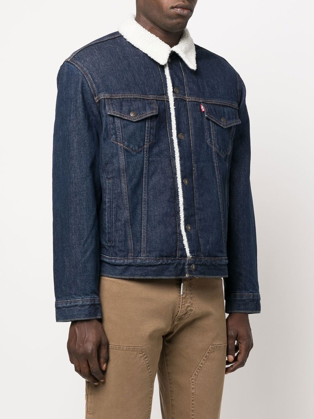 shearling-lined denim jacket - 3