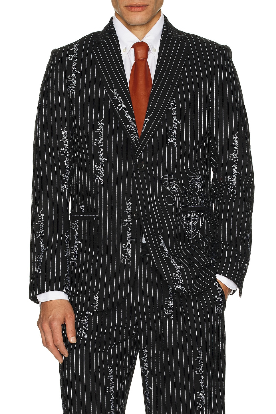 Embroidered Ks Pinstripe Suit Top - 4