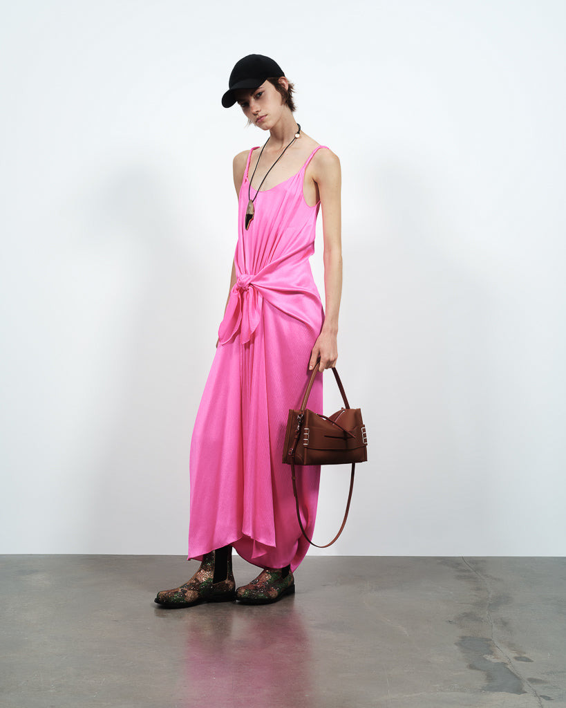 KNOTTED WAIST LONGLINE DRESS IN PINK - 3