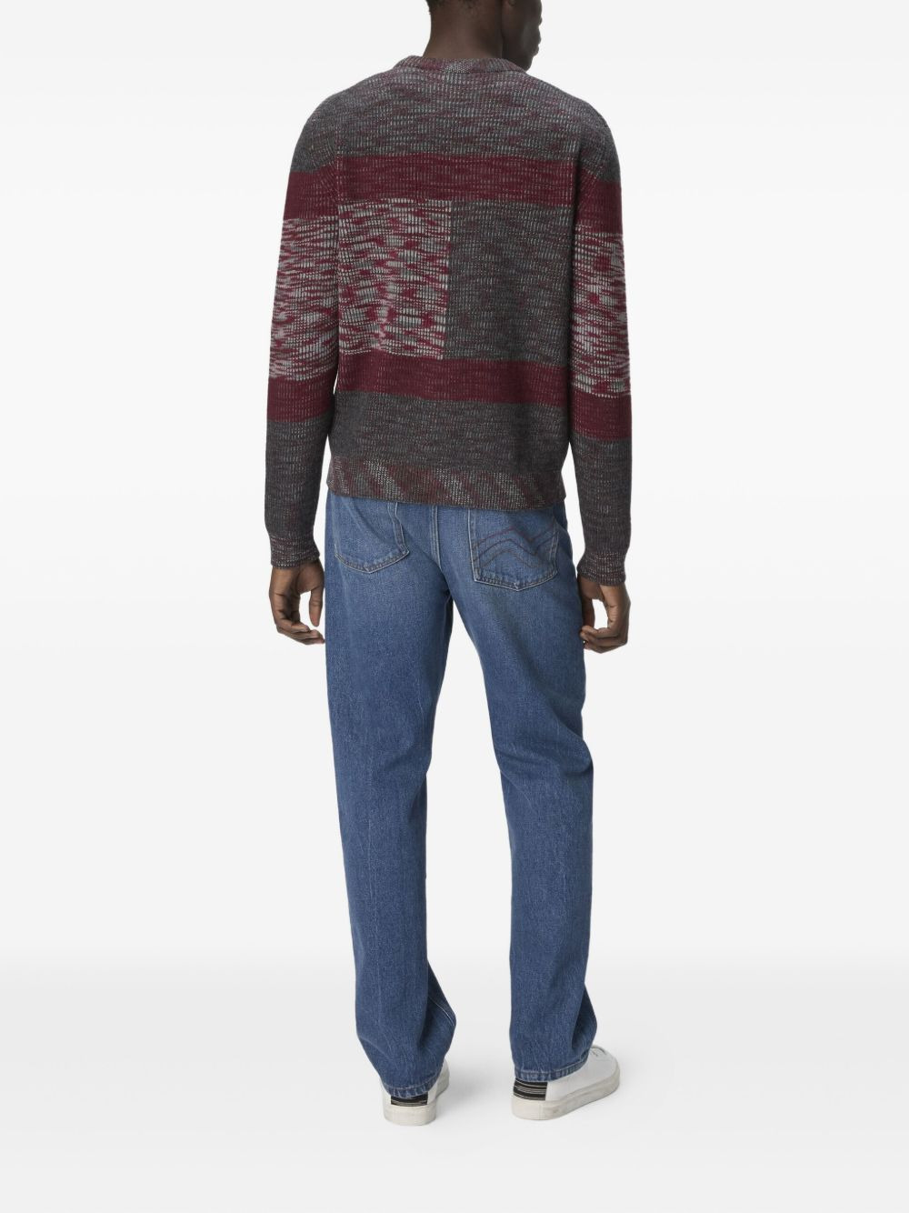block-pattern ribbed sweater - 3