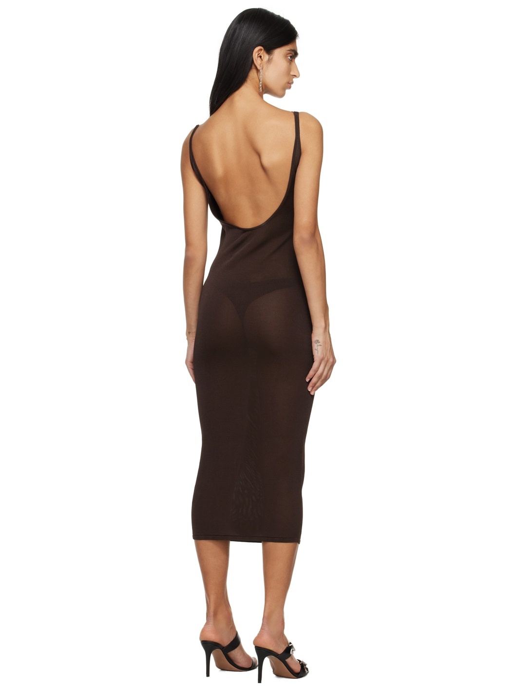 Brown Double Wire Midi Dress - 3