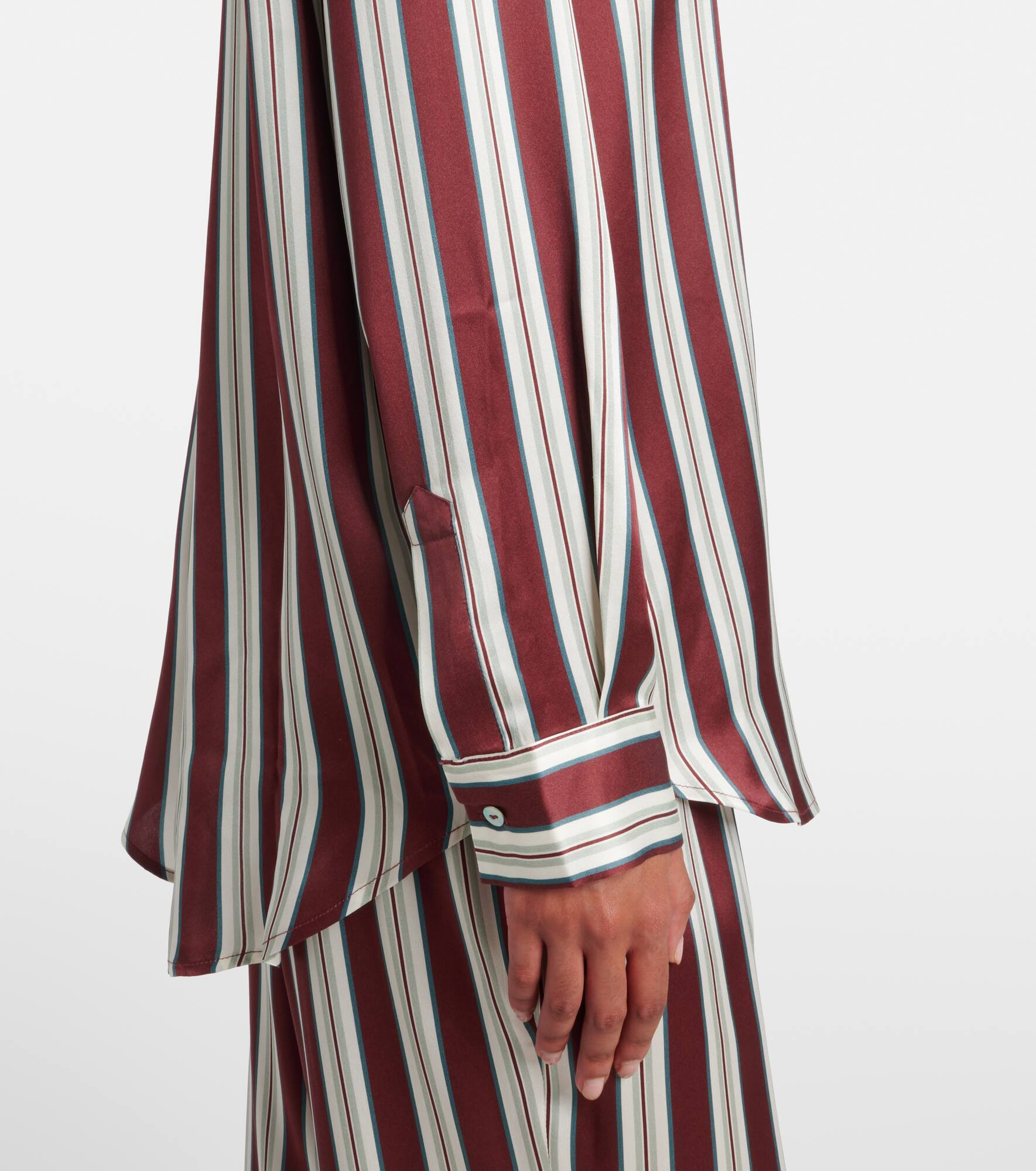 Striped silk satin pajama shirt - 5