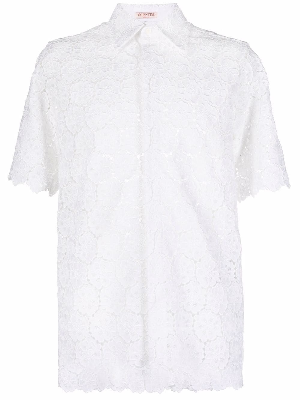 embroidered-design short-sleeve shirt - 1