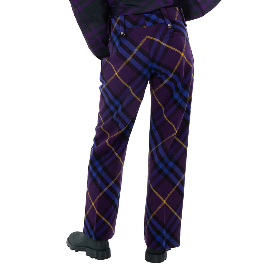 Burberry Ribbon Check Tailored Wool Trousers - 5