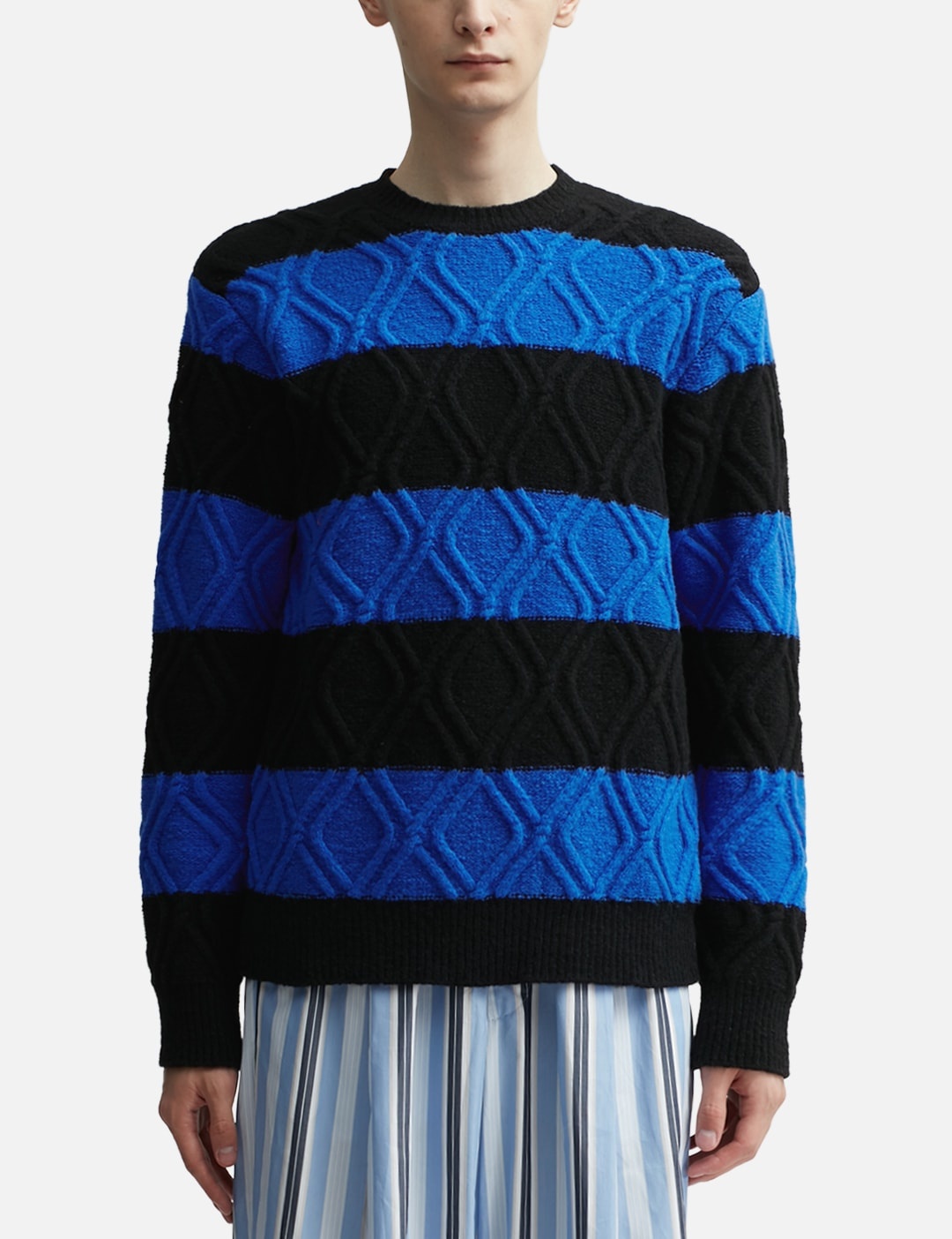 BLOCK STRIPED CREW NECK SWEATER - 3