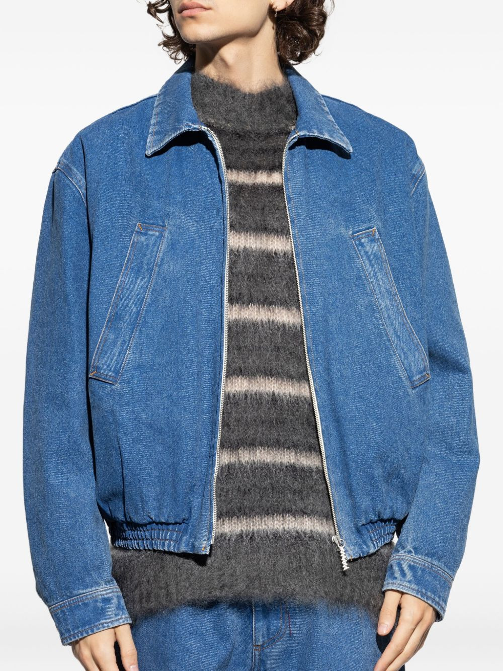 denim logo-print jacket - 3