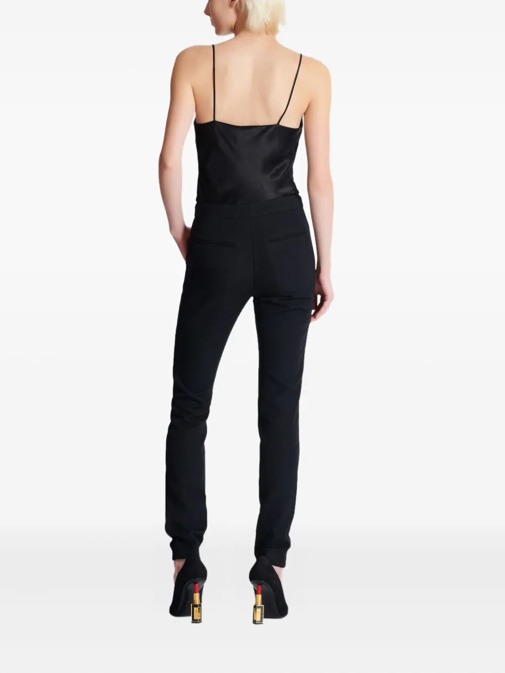 Balmain Women Zipped Satin Slim Pants - 4