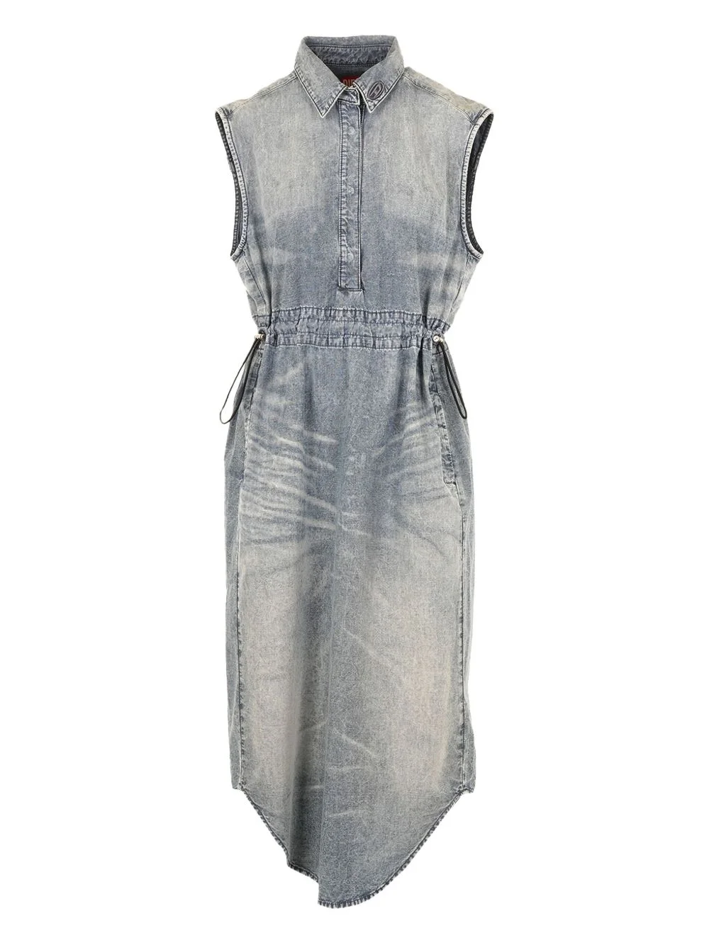 drawstring denim midi dress - 1
