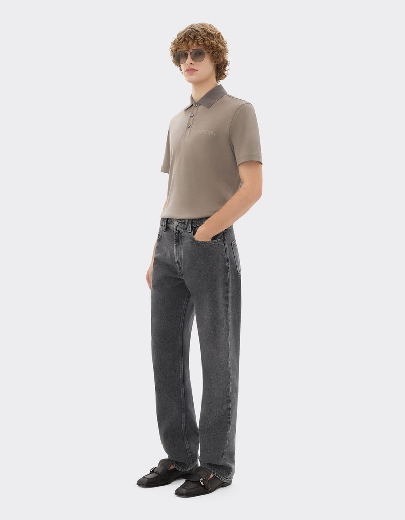 Cotton polo shirt with Ferrari logo 3