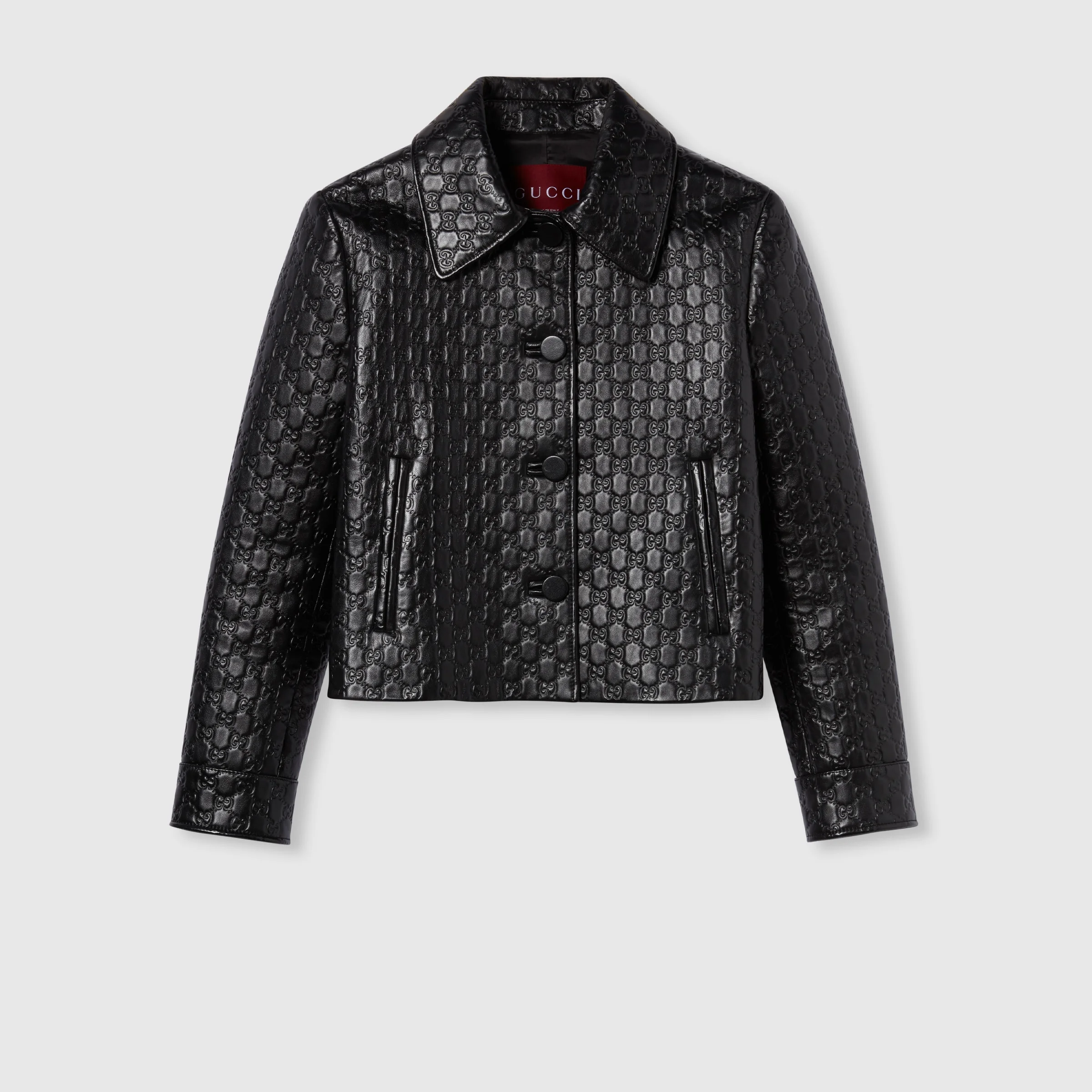 Embossed GG leather jacket - 1