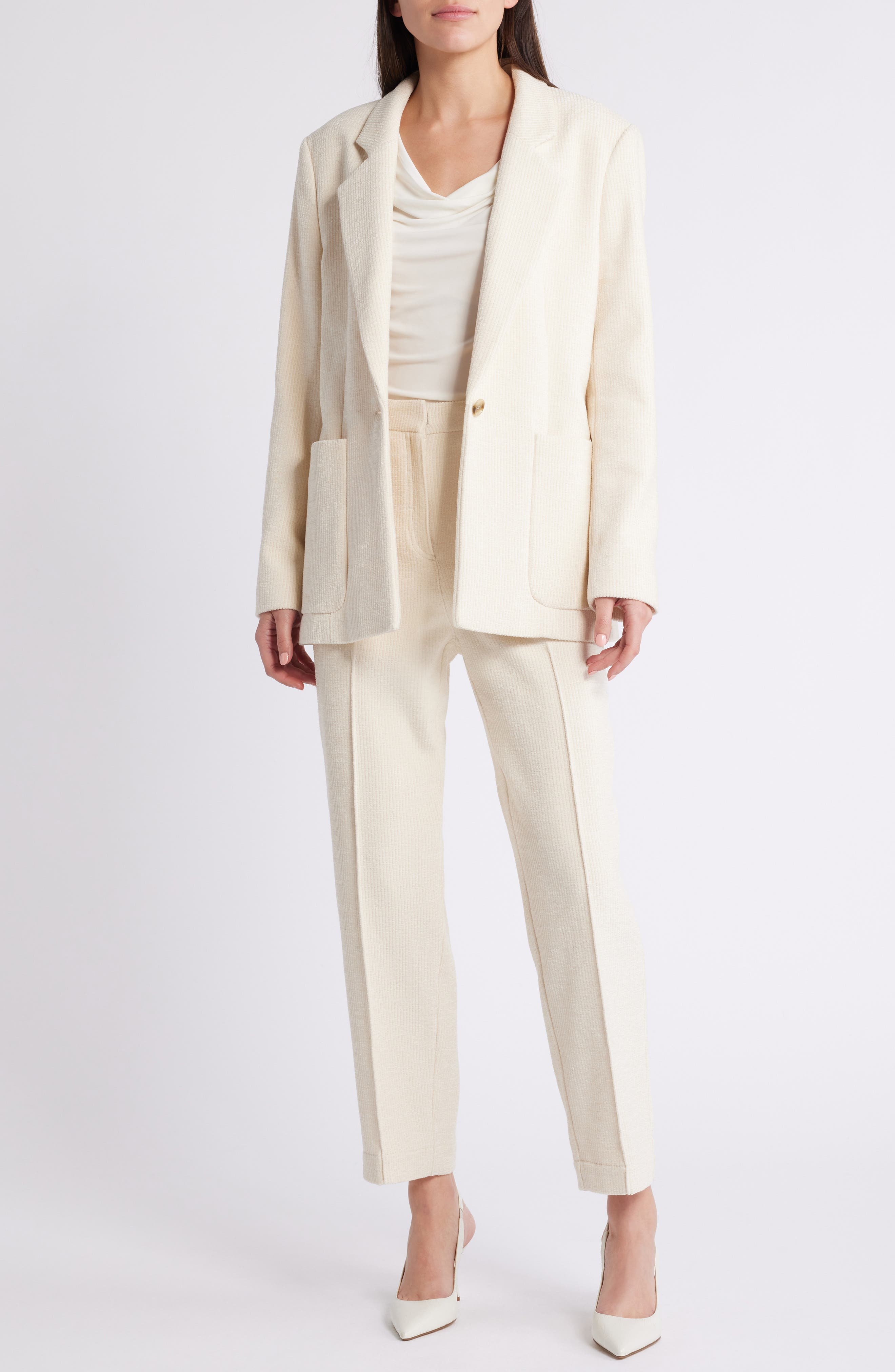 BOSS Janka Ribbed Jacket in Soft Cream at Nordstrom - 7