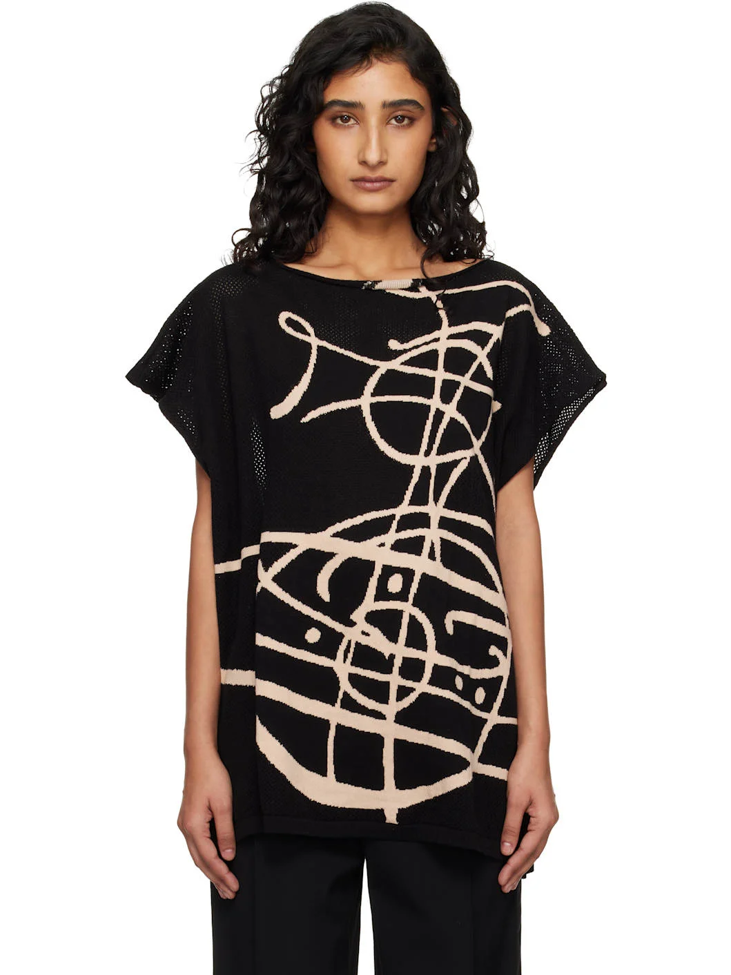 Black Beach Top Graffiti Orb Cover-Up Top - 1
