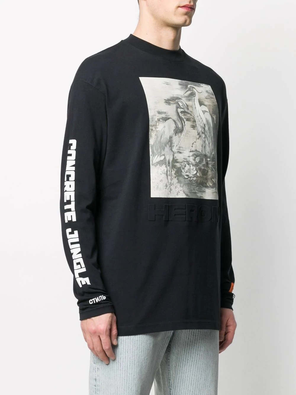 crew neck heron print sweatshirt - 3