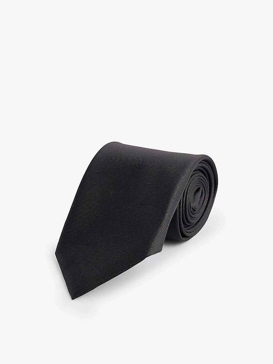 Wide-blade textured silk tie - 1